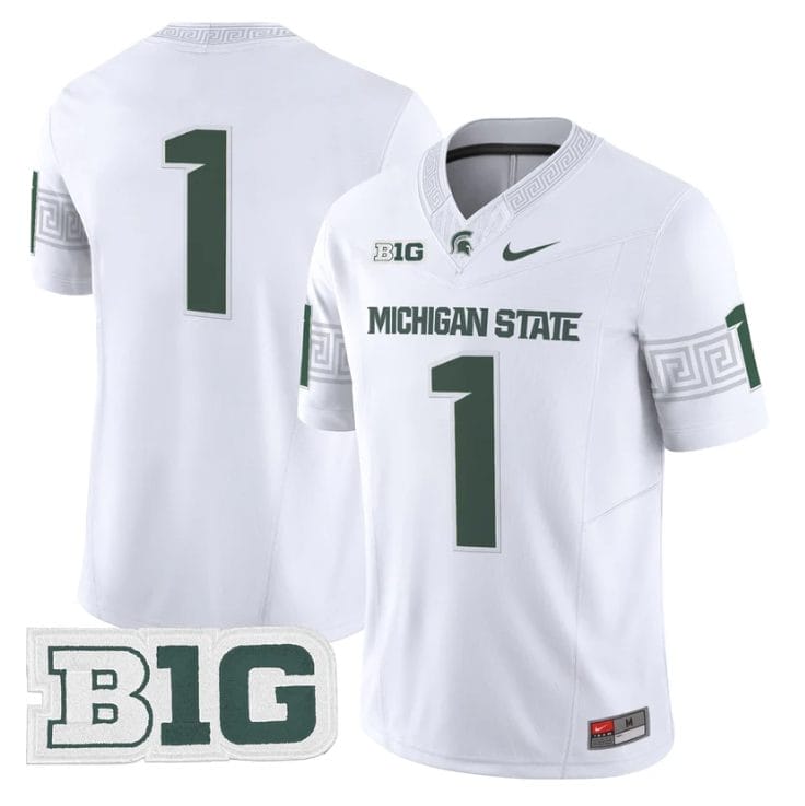 Team Jersey #1 Michigan State Spartans 2025 Vapor Limited Stitched White 1 Team Jersey #1 Michigan State Spartans 2025 Vapor Limited Stitched White
