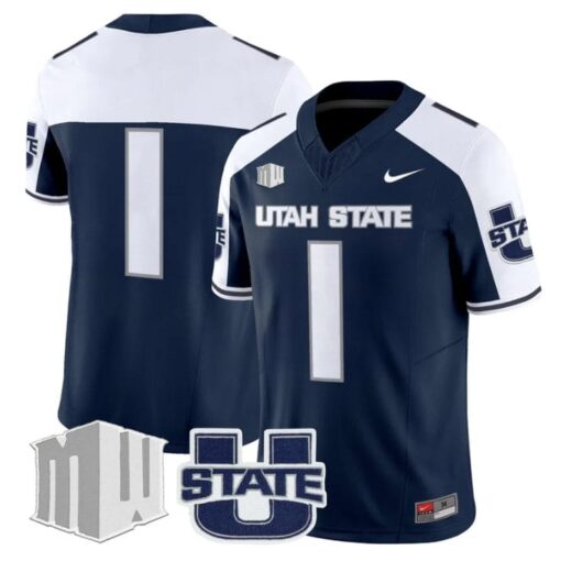 Team Jersey #1 Utah State Aggies 2025 Vapor Limited Stitched Navy Alter