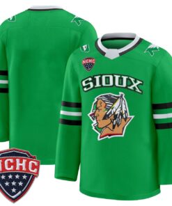 Team Jersey North Dakota Fighting Hawks 2025 26 Premium Stitched Green Limited