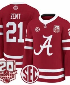 Tyler Zent Jersey 21 Alabama Crimson 2025 26 20th Patch Stitched Crimson 7a582ea9 1042 45ec b976 0b458eec28c2