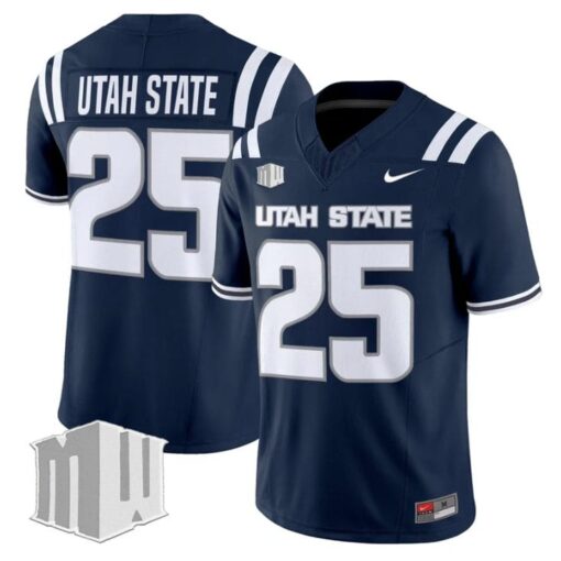 Utah State Jersey #25 Utah State Aggies 2025 Vapor Limited Stitched Navy