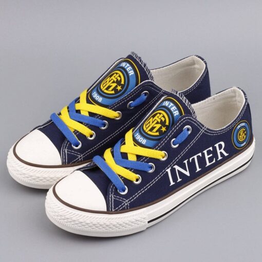 inter Football Club Internazionale Milano Low Top Canvas Sport Sneakers Shoes For Men Women Fans