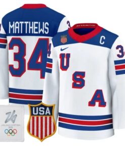 Auston Matthews Jersey 34 USA Olympic 2026 Premium Hockey All Stitched White