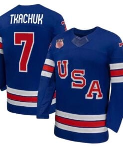 Brady Tkachuk Jersey Team USA Winter Olympics 2026 Hockey Premium STITCHED Blue