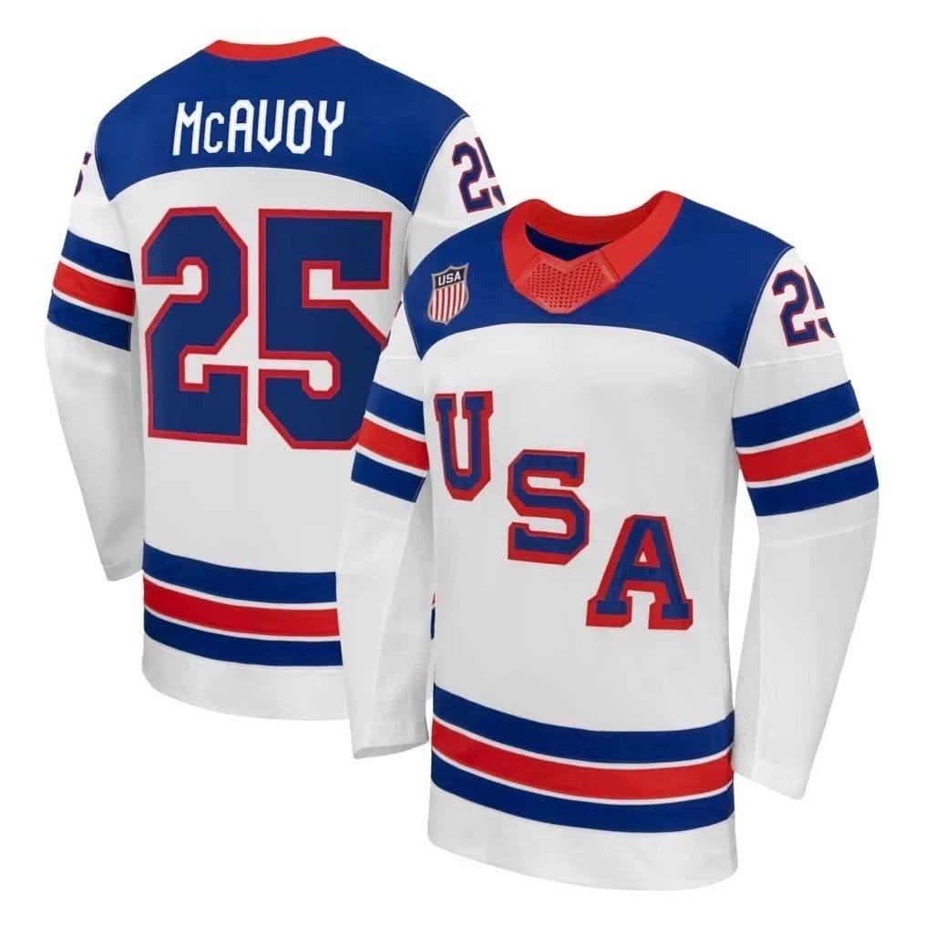 CharlieMcAvoyJerseyTeamUSAWinterOlympics2026HockeyPremiumSTITCHEDWhite