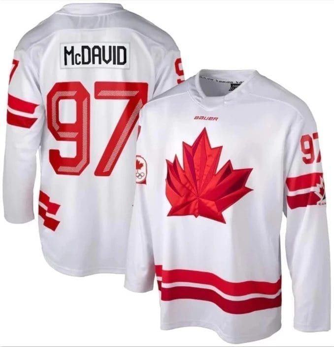 Connor McDavid Team Canada 2026 Winter Olympics Jersey White All STITCHED 1 Connor McDavid Team Canada 2026 Winter Olympics Jersey White All STITCHED