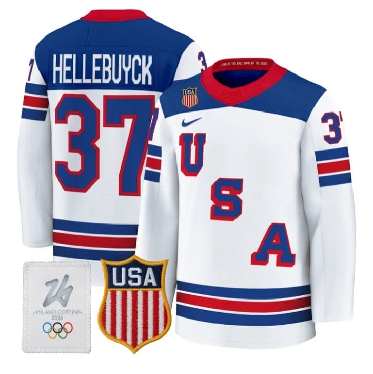 Connor Hellebuyck Jersey #37 USA Olympic 2026 Premium Hockey All Stitched - Image 2