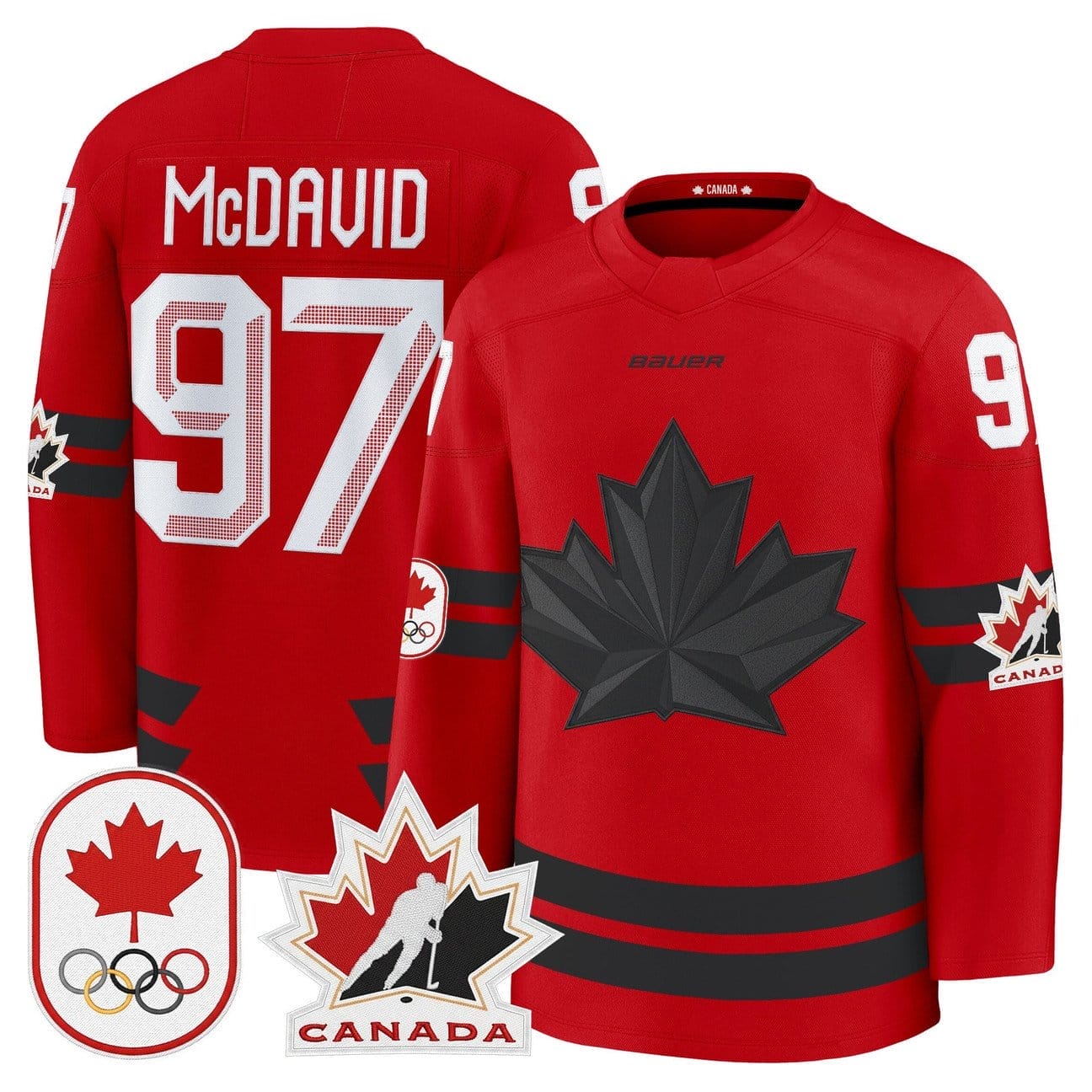 Connor McDavid Jersey #97 Canada Olympic Premium Hockey Stitched 2 Connor McDavid Jersey #97 Canada Olympic Premium Hockey Stitched - Image 2