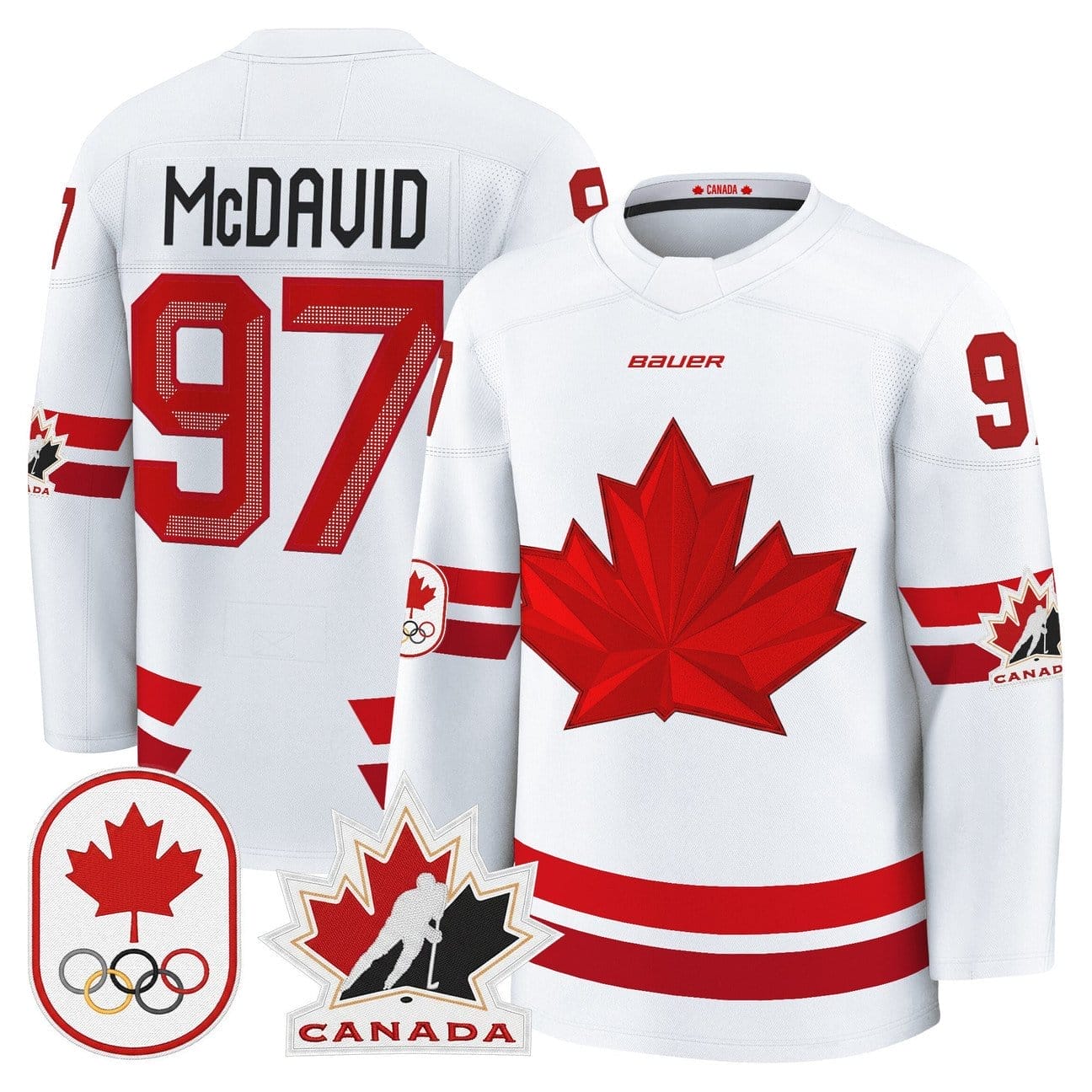 Connor McDavid Jersey #97 Canada Olympic Premium Hockey Stitched 3 Connor McDavid Jersey #97 Canada Olympic Premium Hockey Stitched - Image 3