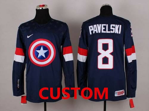 Custom Olympics USA Jersey Name And Number 2015 Navy Blue Captain America Fashion Team 1 Custom Olympics USA Jersey Name And Number 2015 Navy Blue Captain America Fashion Team