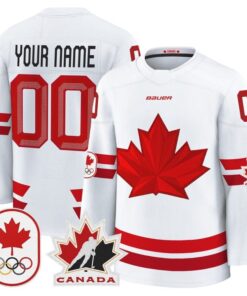 Custom Canada Olympic Jersey Name, Number Premium Hockey 2026 Stitched 7 Custom Canada Olympic Jersey Name Number Premium Hockey 2026 Stitched White