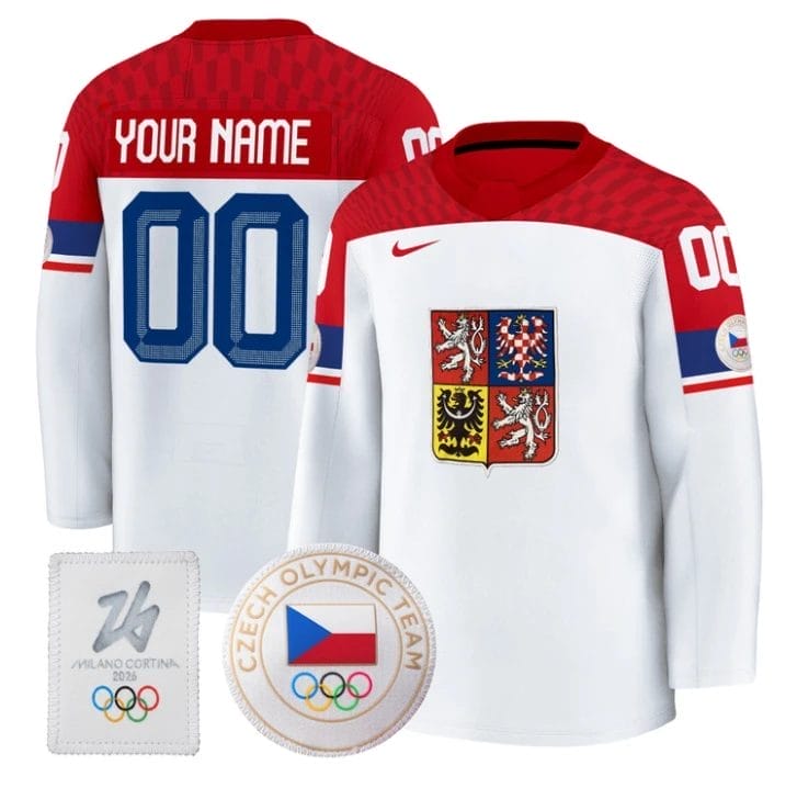 Custom Czechia Olympic Jersey Name, Number 2026 Premium Hockey All Stitched 2 Custom Czechia Olympic Jersey Name, Number 2026 Premium Hockey All Stitched - Image 2