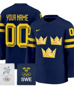 Alternative view of Custom Sweden Olympic Jersey Name, Number 2026 Premium Hockey All Stitched