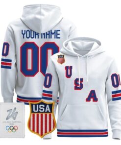 Custom USA Olympic Hoodie 2026 Premium Hockey Pullover All Stitched 4 Custom USA Olympic Hoodie 2026 Premium Hockey Pullover All Stitched White