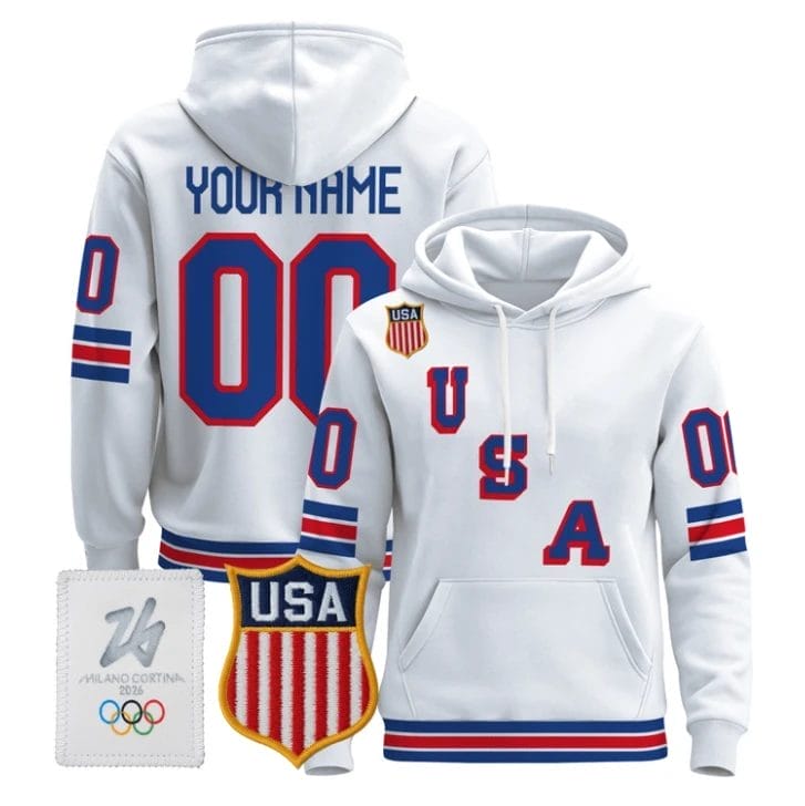 Custom USA Olympic Hoodie 2026 Premium Hockey Pullover All Stitched 2 Custom USA Olympic Hoodie 2026 Premium Hockey Pullover All Stitched - Image 2