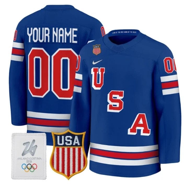 Custom USA Olympic Jersey Name, Number 2026 Premium Hockey All Stitched 7 Custom USA Olympic Jersey Name Number 2026 Premium Hockey All Stitched Royal