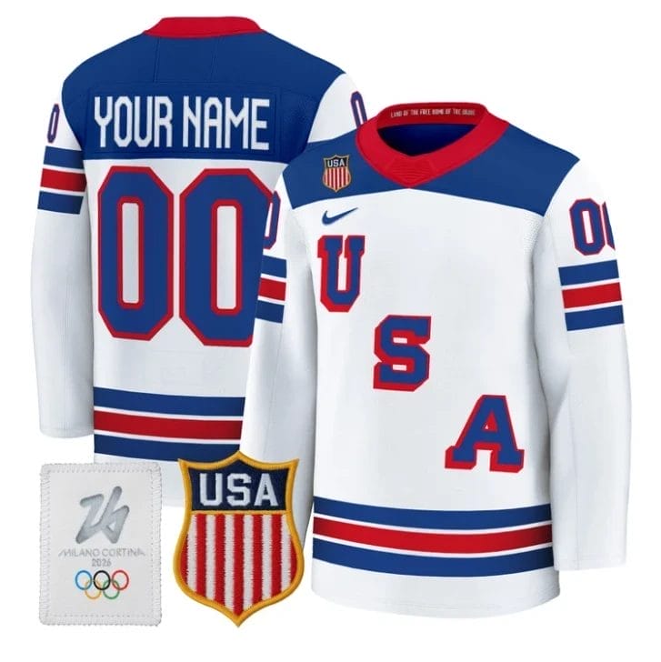 Custom USA Olympic Jersey Name, Number 2026 Premium Hockey All Stitched 2 Custom USA Olympic Jersey Name, Number 2026 Premium Hockey All Stitched - Image 2