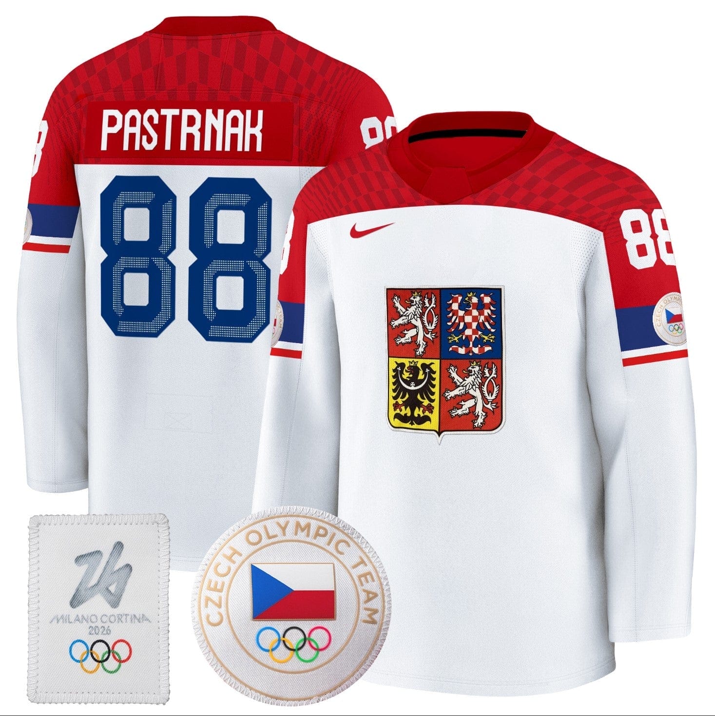 David Pastrnak Jersey #88 Czechia Olympic 2026 Premium Hockey Stitched White 5 DavidPastrnakJersey 88CzechiaOlympic2026PremiumHockeyStitchedWhite