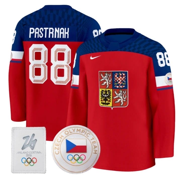 David Pastrnak Jersey 88 Czechia Olympic 2026 Premium Hockey All Stitched Red