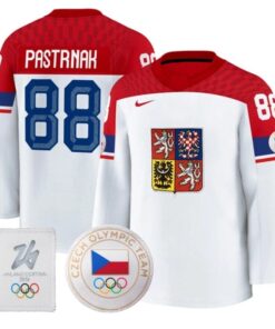 David Pastrnak Jersey #88 Czechia Olympic 2026 Premium Hockey All Stitched 4 David Pastrnak Jersey 88 Czechia Olympic 2026 Premium Hockey All Stitched White