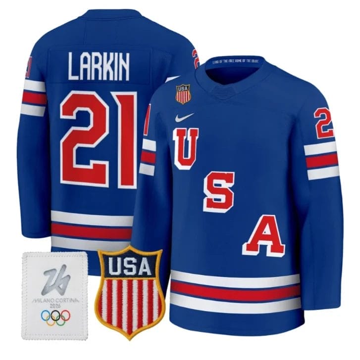 Dylan Larkin Jersey #21 USA Olympic 2026 Premium Hockey All Stitched 7 Dylan Larkin Jersey 21 USA Olympic 2026 Premium Hockey All Stitched Royal