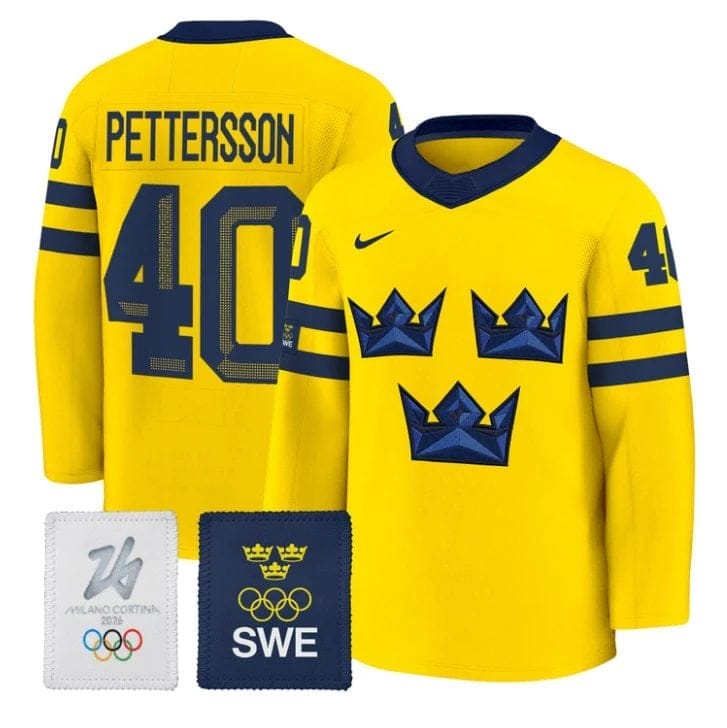 Elias Pettersson Jersey 40 Sweden Olympic 2026 Premium Hockey All Stitched Gold
