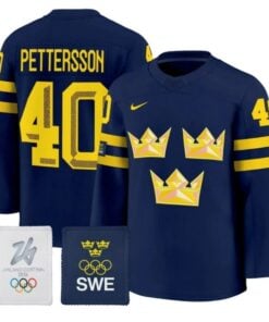 Elias Pettersson Jersey #40 Sweden Olympic 2026 Premium Hockey All Stitched 4 Elias Pettersson Jersey 40 Sweden Olympic 2026 Premium Hockey All Stitched Navy