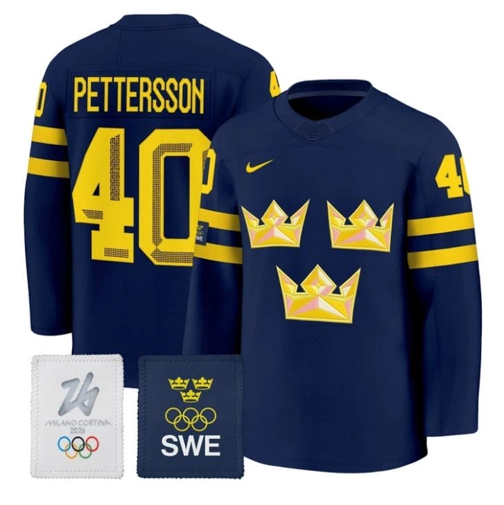 Elias Pettersson Jersey #40 Sweden Olympic 2026 Premium Hockey All Stitched 2 Elias Pettersson Jersey #40 Sweden Olympic 2026 Premium Hockey All Stitched - Image 2