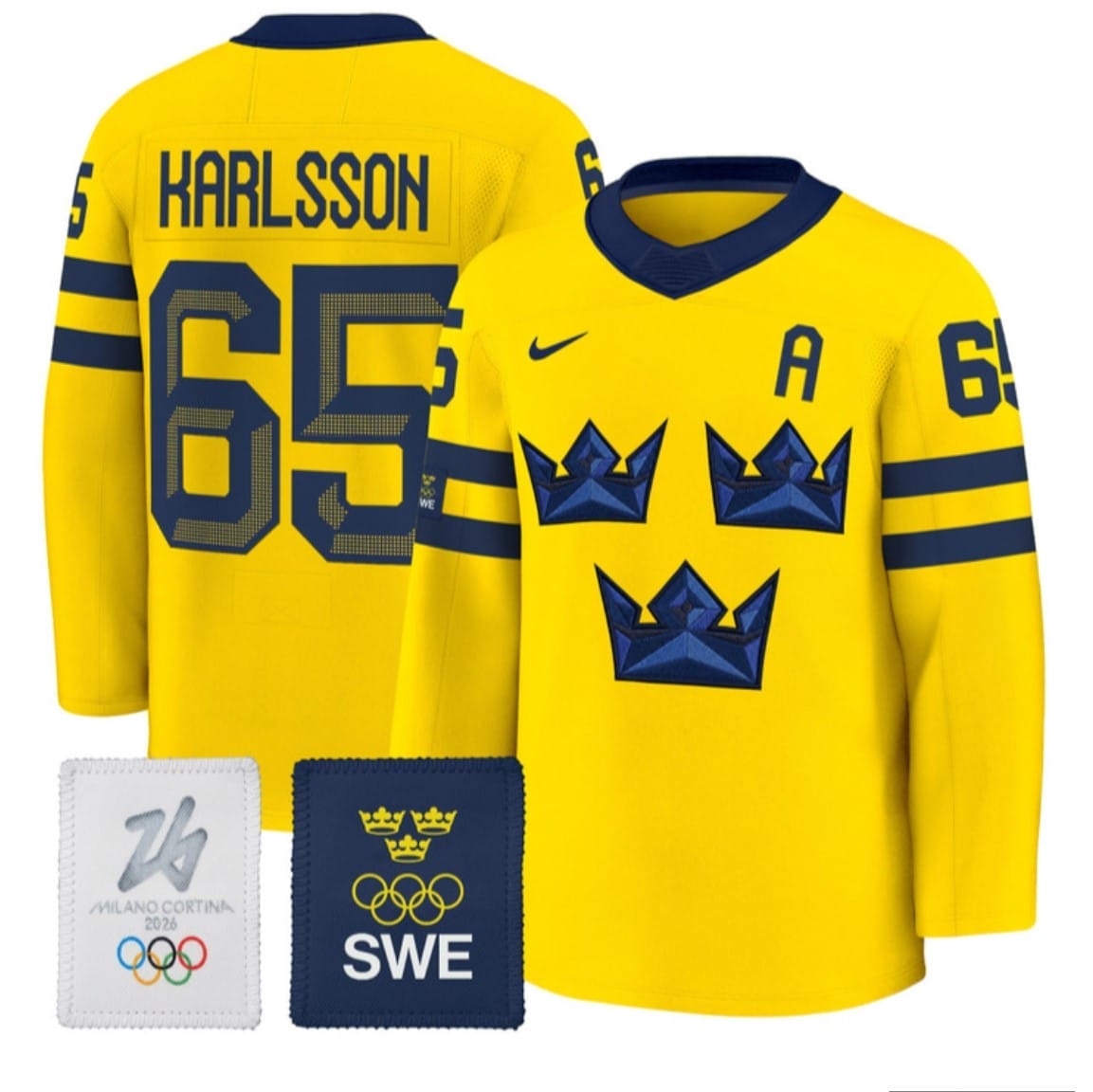 Erik Karlsson Jersey 65 Sweden Olympic 2026 Premium All Stitched Gold