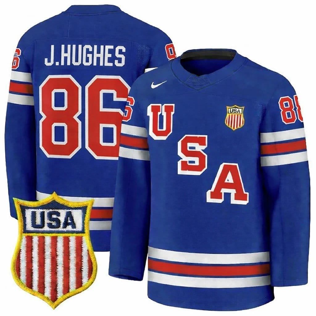 Jack Hughes Jersey #86 Team USA Winter Olympics 2026 Hockey Premium STITCHED Blue 4 JackHughesJersey 86TeamUSAWinterOlympics2026HockeyPremiumSTITCHEDBlue