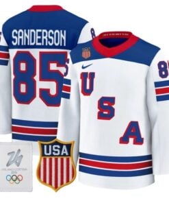 Jake Sanderson Jersey 85 USA Olympic 2026 Premium Hockey All Stitched White