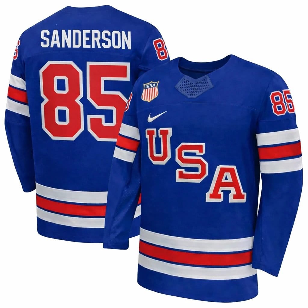 Jake Sanderson Jersey Team USA Winter Olympics 2026 Hockey Premium STITCHED 7 Jake Sanderson Jersey Team USA Winter Olympics 2026 Hockey Premium STITCHED Blue