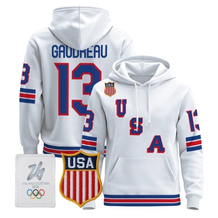 Johnny Gaudreau #13 USA Olympic 2026 Premium Hockey Pullover Hoodie Stitched - Image 2