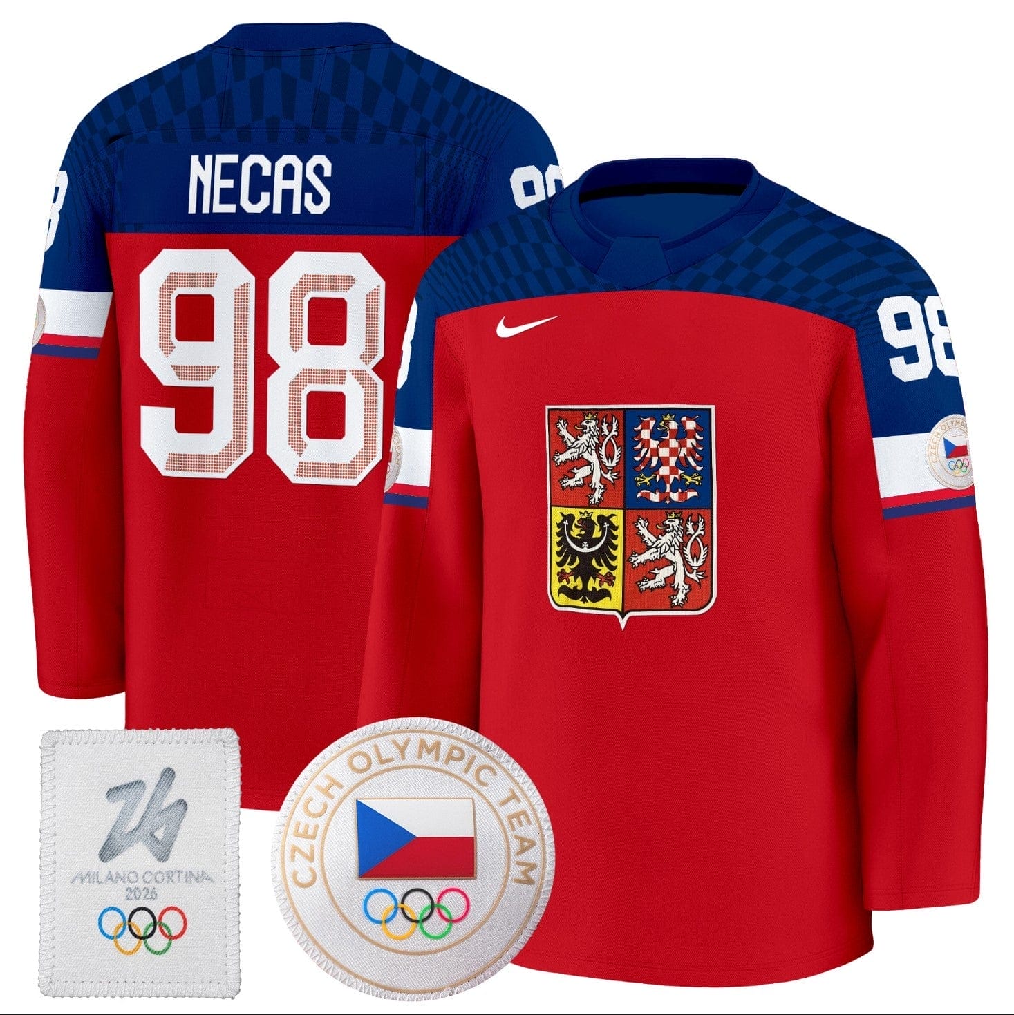 Martin Necas Jersey #98 Czechia Olympic 2026 Premium Hockey Stitched Red 1 Martin Necas Jersey #98 Czechia Olympic 2026 Premium Hockey Stitched Red