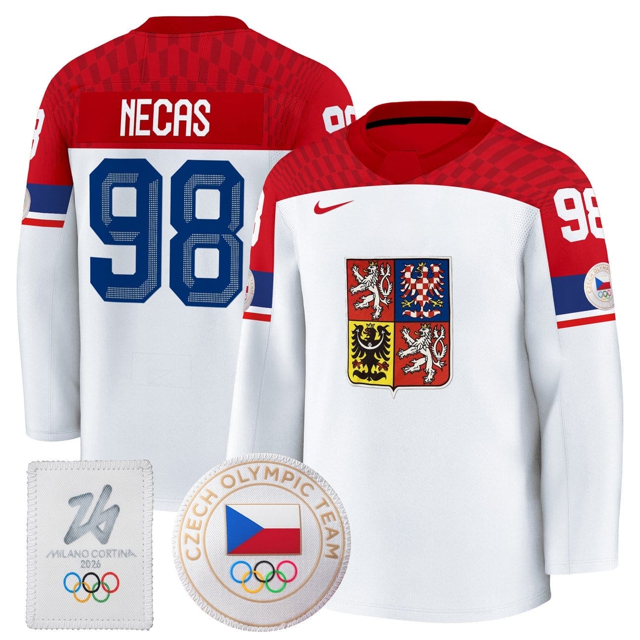 Martin Necas Jersey #98 Czechia Olympic 2026 Premium Hockey Stitched White 4 MartinNecasJersey 98CzechiaOlympic2026PremiumHockeyStitchedWhite