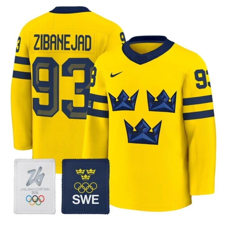 Mika Zibanejad Jersey #93 Sweden Olympic 2026 Premium Hockey All Stitched
