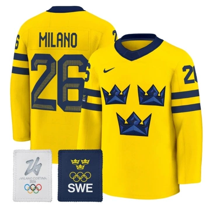 Milano Jersey 26 Sweden Olympic 2026 Premium Hockey All Stitched Gold
