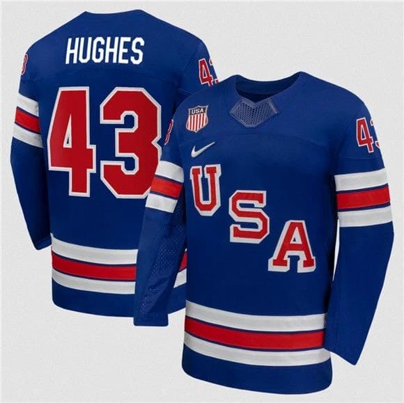 QuinnHughesJersey 43TeamUSAWinterOlympics2026PremiumHockeyStitchedRoyal