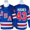 Quinn Hughes Jersey 43 Winter Olympics Team USA 2026 Hockey Stitched Blue