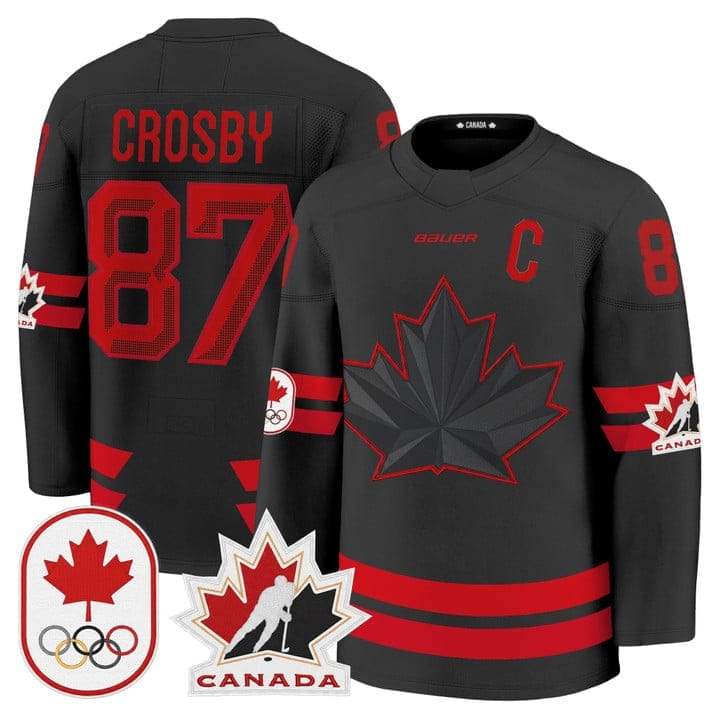 Sidney Crosby Jersey #87 Canada Olympic Premium Hockey 2026 Stitched 9 Sidney Crosby Jersey 87 Canada Olympic Premium Hockey 2026 Stitched Black