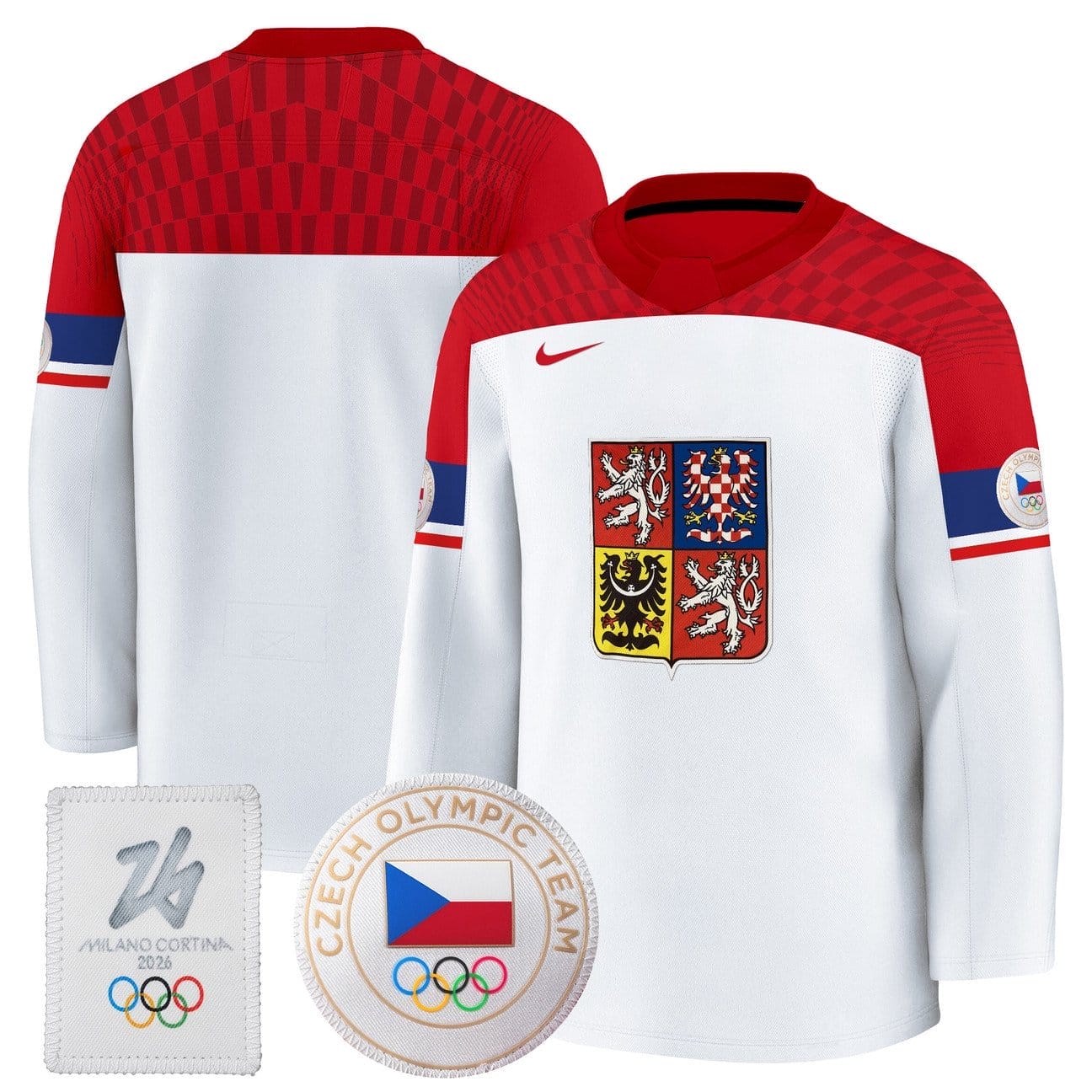Team Jersey Czechia Olympic 2026 Premium Hockey Stitched White 4 TeamJerseyCzechiaOlympic2026PremiumHockeyStitchedWhite