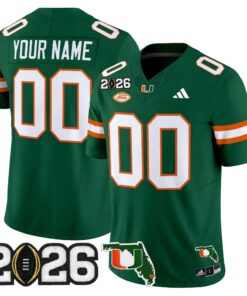 Miami Hurricanes 2026 CFP Final & Florida Patch Vapor Limited Custom Jersey - Stitched 14 Miami Hurricanes 2026 CFP Final & Florida Patch Vapor Limited Custom Jersey - Stitched by Digigearus