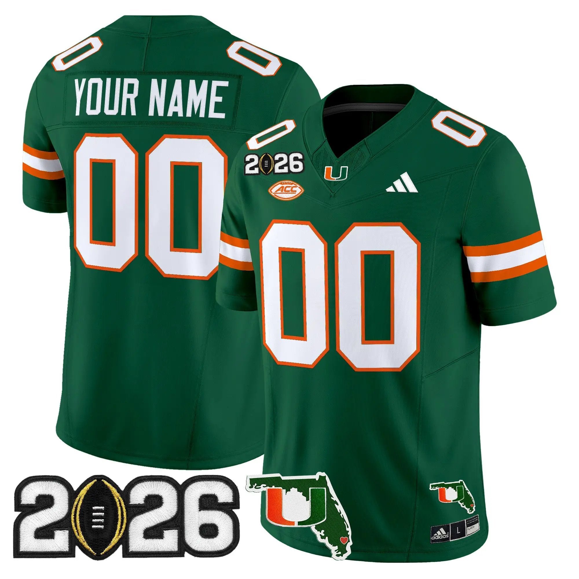 Miami Hurricanes 2026 CFP Final & Florida Patch Vapor Limited Custom Jersey - Stitched 3 Miami Hurricanes 2026 CFP Final & Florida Patch Vapor Limited Custom Jersey - Stitched by Digigearus