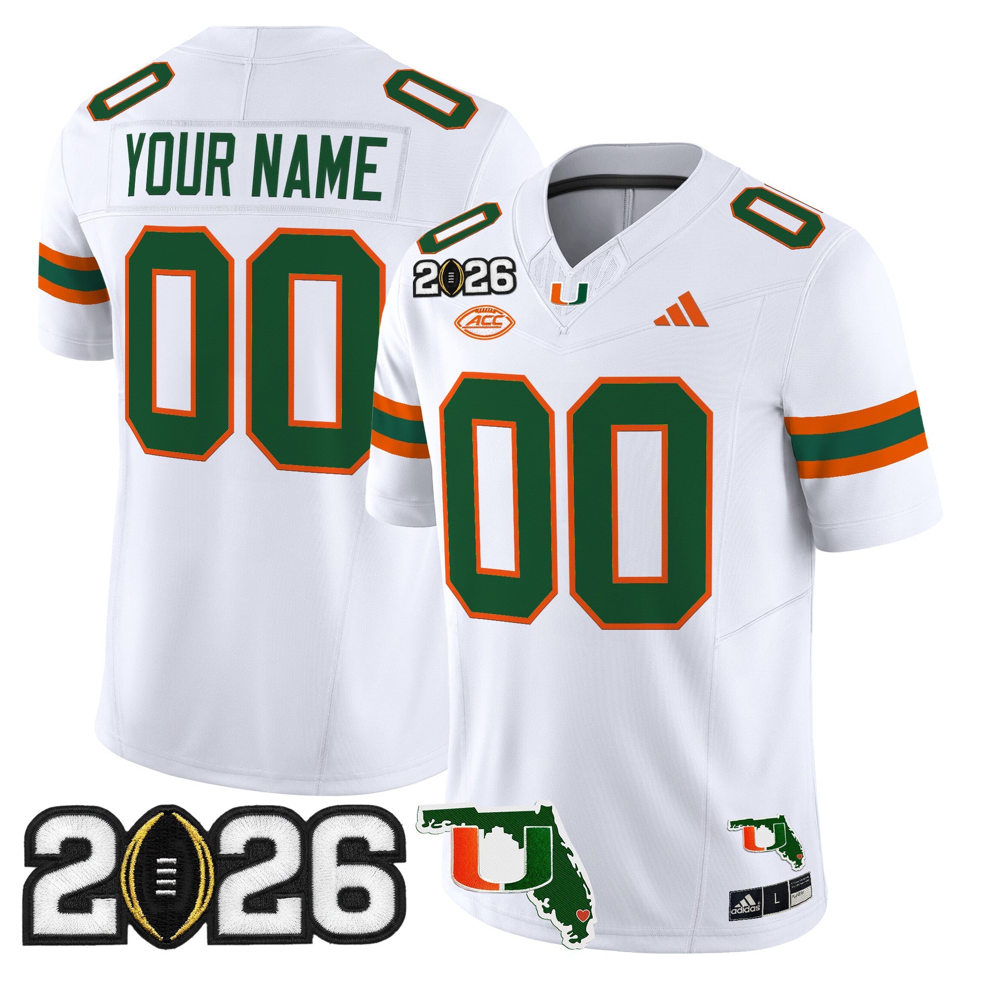 Miami Hurricanes 2026 CFP Final & Florida Patch Vapor Limited Custom Jersey - Stitched 2 Miami Hurricanes 2026 CFP Final & Florida Patch Vapor Limited Custom Jersey - Stitched by Digigearus