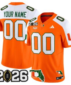 Miami Hurricanes 2026 CFP Final & Florida Patch Vapor Limited Custom Jersey - Stitched 16 Miami Hurricanes 2026 CFP Final & Florida Patch Vapor Limited Custom Jersey - Stitched by Digigearus