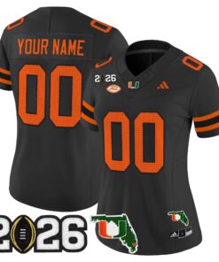 Miami Hurricanes 2026 CFP Final & Florida Patch Vapor Limited Custom Jersey - Stitched 18 Miami Hurricanes 2026 CFP Final & Florida Patch Vapor Limited Custom Jersey - Stitched by Digigearus