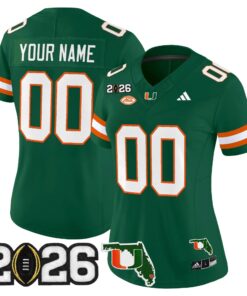 Miami Hurricanes 2026 CFP Final & Florida Patch Vapor Limited Custom Jersey - Stitched 20 Miami Hurricanes 2026 CFP Final & Florida Patch Vapor Limited Custom Jersey - Stitched by Digigearus
