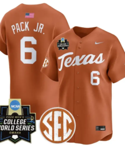 Anthony Pack Jr Jersey #6 Texas Longhorns 2026 World Series Vapor Stitched by My Store