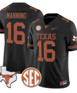 Arch Manning Jersey #16 Texas Longhorns 2026 SEC Patch Stitched by My Store NCAA Football Jerseys