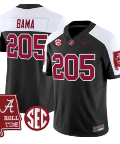 Bama Jersey #205 Alabama Crimson 2026 SEC Patch Stitched by My Store NCAA Football Jerseys